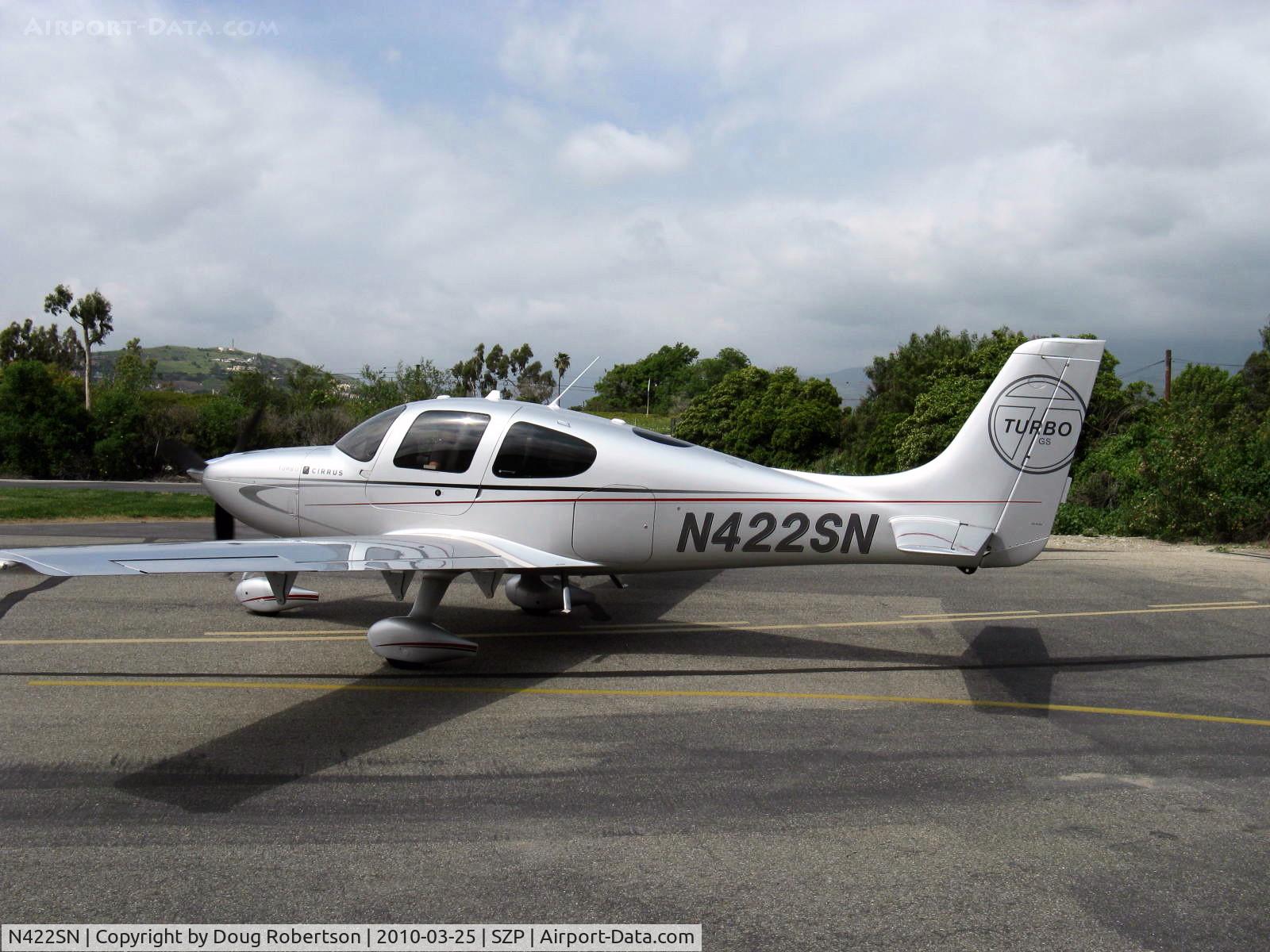 N422SN, Cirrus SR22T GS C/N 3508, 2009 Cirrus SR22 TURBO GS, Continental IO-550-N 310 Hp, Tornado Alley Turbo-normalizing, Max cruise speed 219 kts., taxi