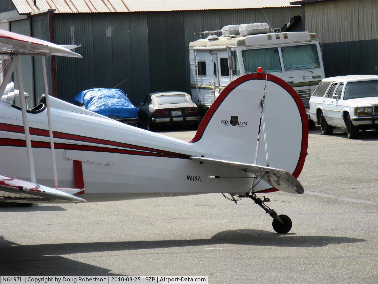N6197L, 1976 Great Lakes 2T-1A-2 Sport Trainer C/N 0724, 1976 Great Lakes 2T-1A-2 SPORT TRAINER, Lycoming IO-360-B1F6 180 Hp, CS prop, fully inverted fuel & oil systems, 4 ailerons, acrobatic category, tail logo
