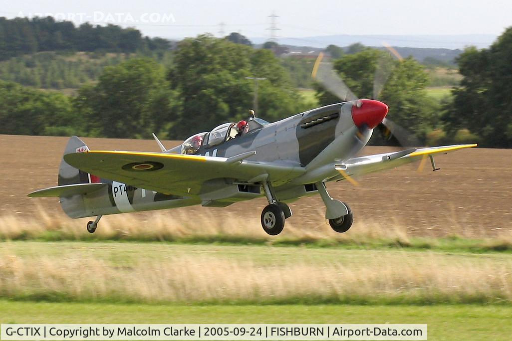 G-CTIX, 1944 Supermarine 509 Spitfire TR.IX (HF.IXe) C/N Not found G-CTIX, Supermarine 509 Spitfire T9 at Fishburn Airfield's D-Day celebrations in 2005.