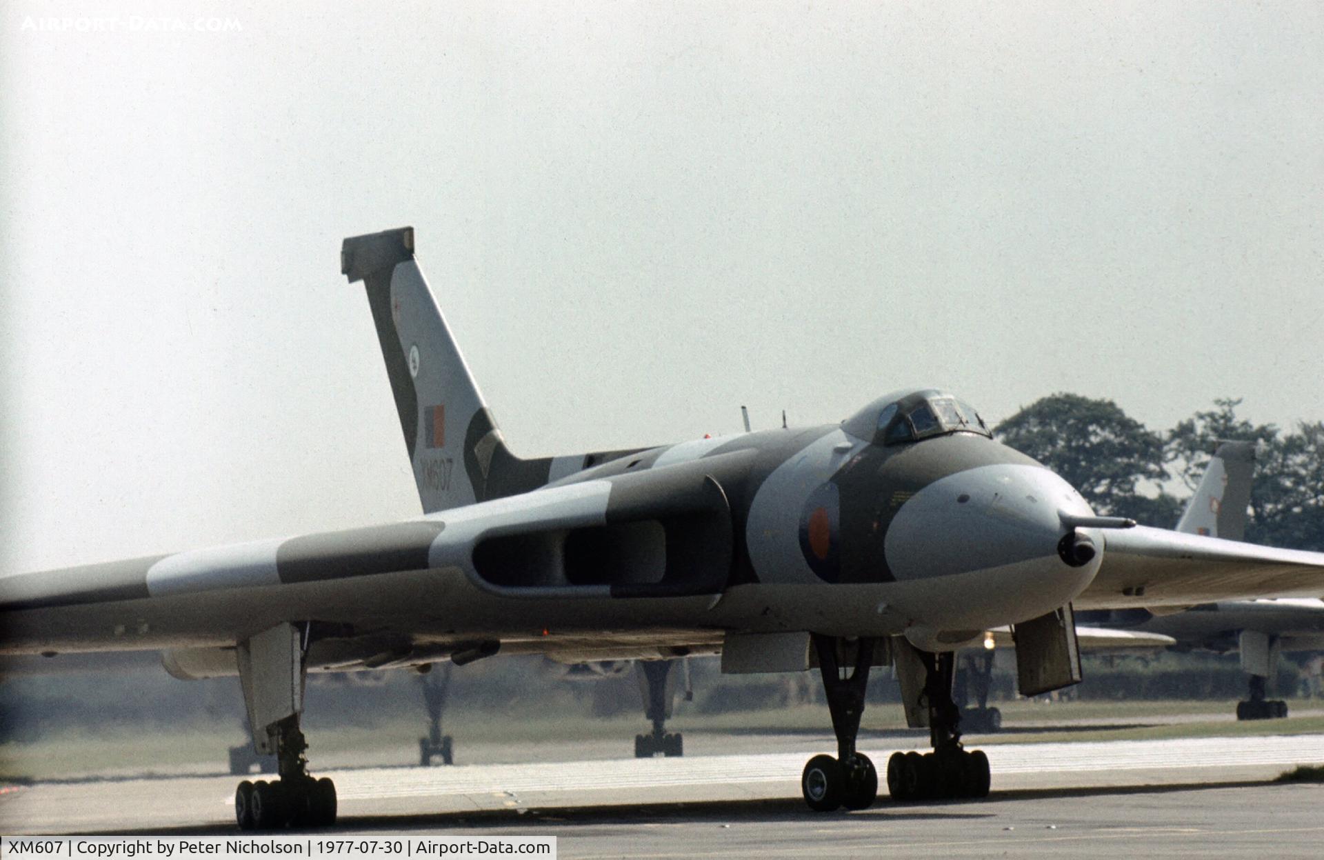 XM607, 1963 Avro Vulcan B.2 C/N Set 71, Vulcan B.2A of 44 Squadron on display at the 1977 Royal Review at RAF Finningley.