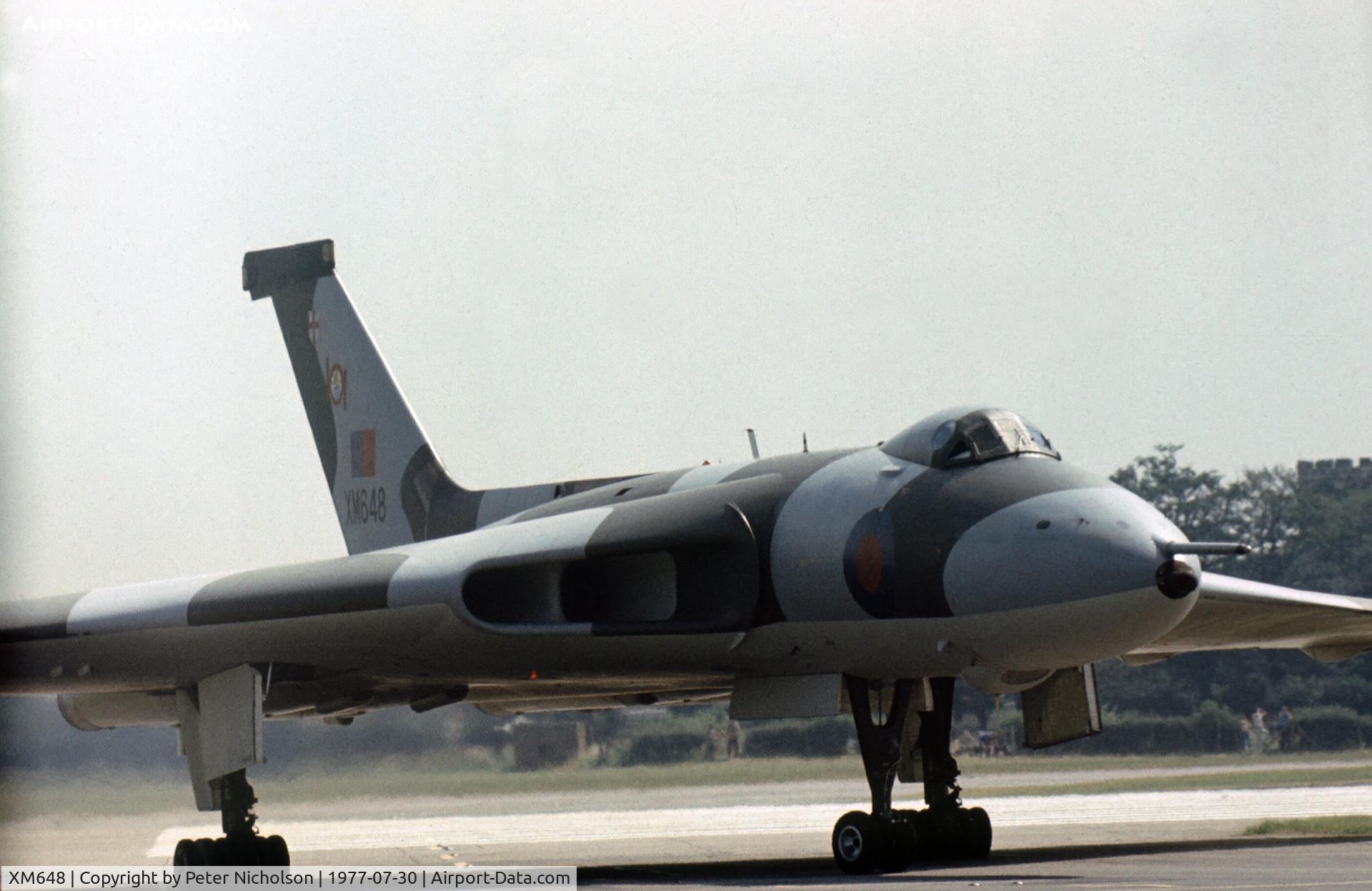 XM648, 1964 Avro Vulcan B.2 C/N Set 80, Vulcan B.2A of 101 Squadron on display at the 1977 Royal Review at RAF Finningley.
