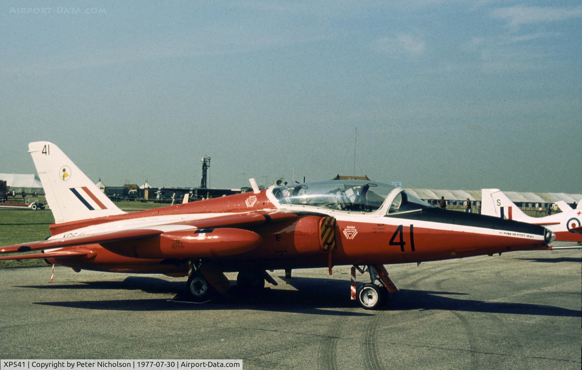 XP541, 1963 Hawker Siddeley Gnat T.1 C/N FL543, Gnat T.1 of 4 Flying Training School on display at the 1977 Royal Review at RAF Finningley.