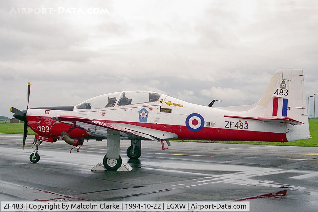 ZF483, 1992 Short S-312 Tucano T1 C/N S144/T115, Short S-312 Tucano T1. Flown by RAF No 1 FTS based at Linton-on-Ouse and seen at RAF Waddington's Photocall 94.