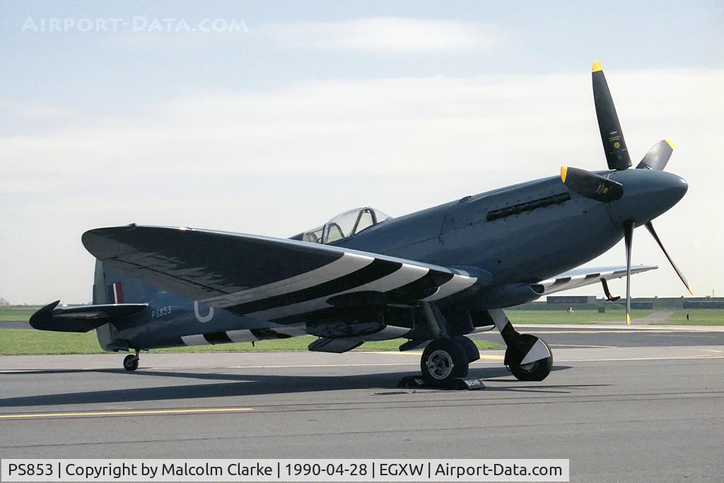 PS853, 1945 Supermarine 389 Spitfire PR.XIX C/N 6S/594677, Supermarine 389 Spitfire PR19 from RAF BBMF, Coningsby at RAF Waddington Photocall 1990.