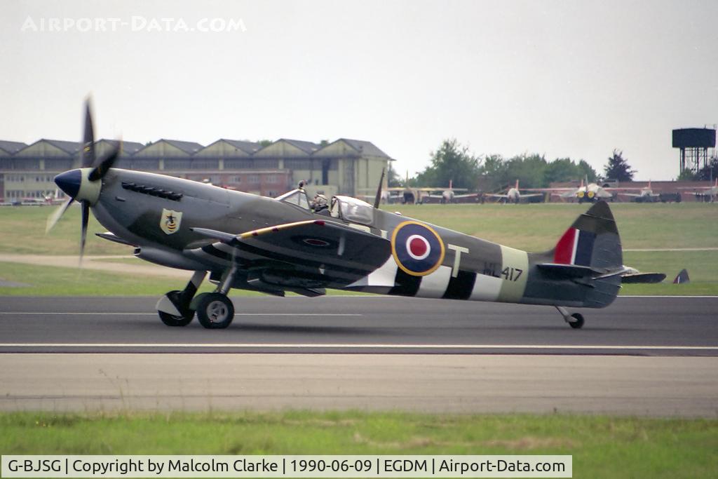 G-BJSG, 1944 Supermarine 509 Spitfire TR.9 C/N 6S/735188, Supermarine 361 Spitfire LF9C at the 1990 BoB Airshow at Boscombe Down.