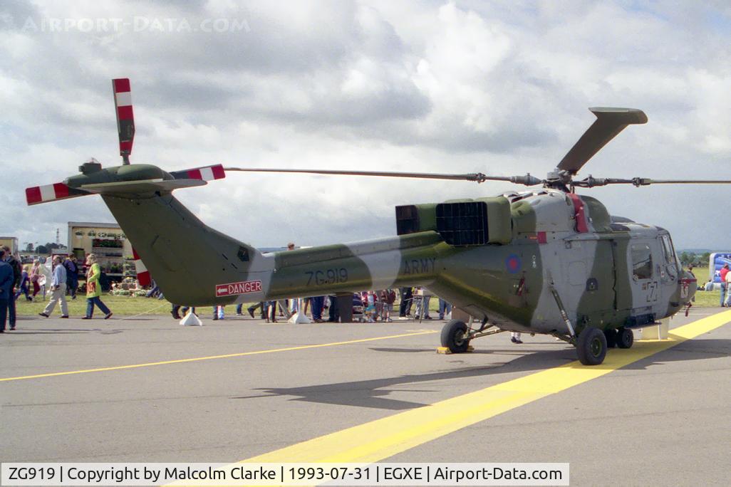 ZG919, 1992 Westland Lynx AH.9 C/N 358, Westland WG-13 Lynx AH9.  Flown by AAC No 653 Sqn based at Wattisham and seen here at RAF Leeming's Air Fare 93