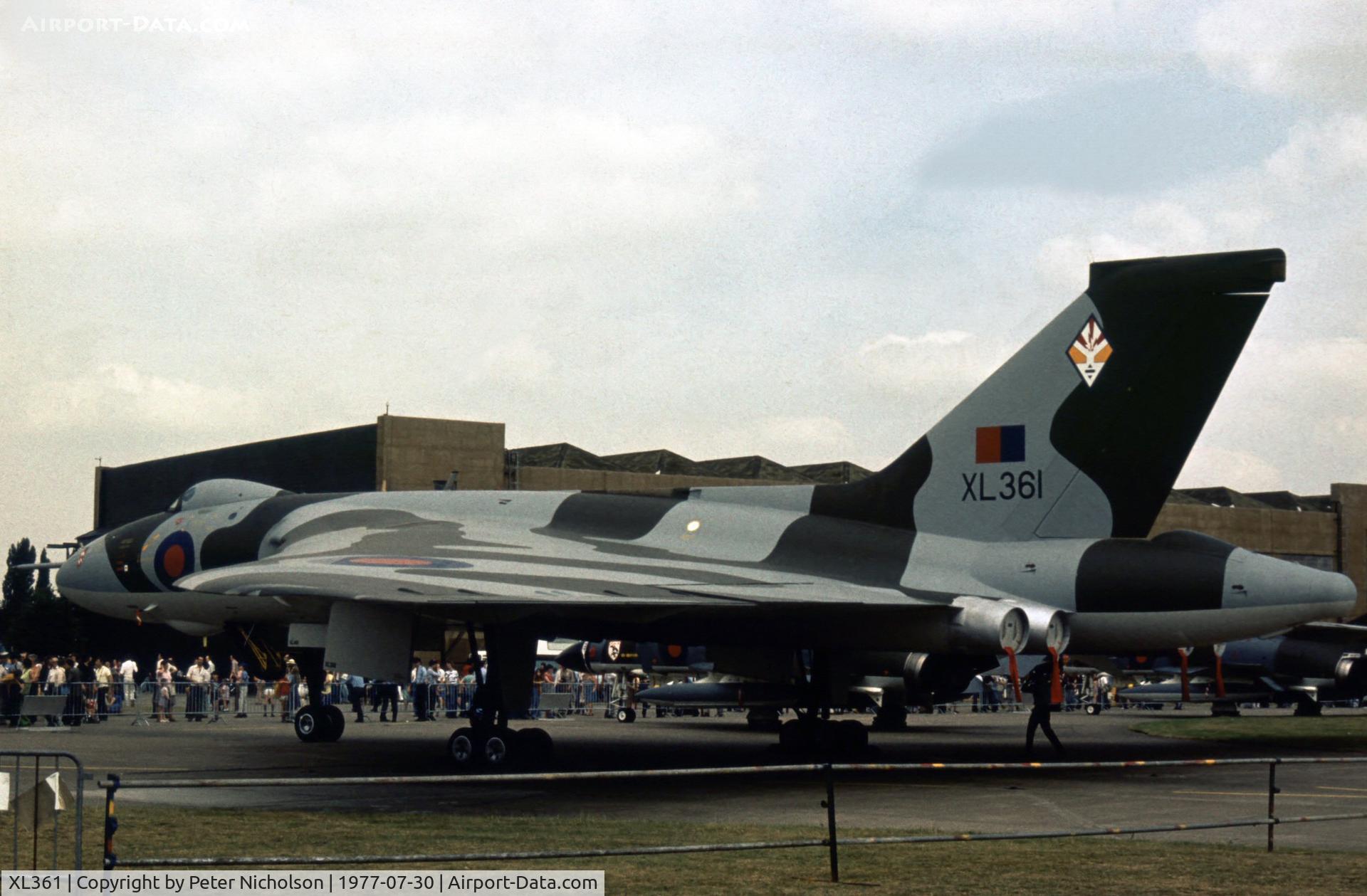 XL361, 1962 Avro Vulcan B.2 C/N Set 33, Vulcan B.2A of 617 Squadron on display at the 1977 Royal Review at RAF Finningley.