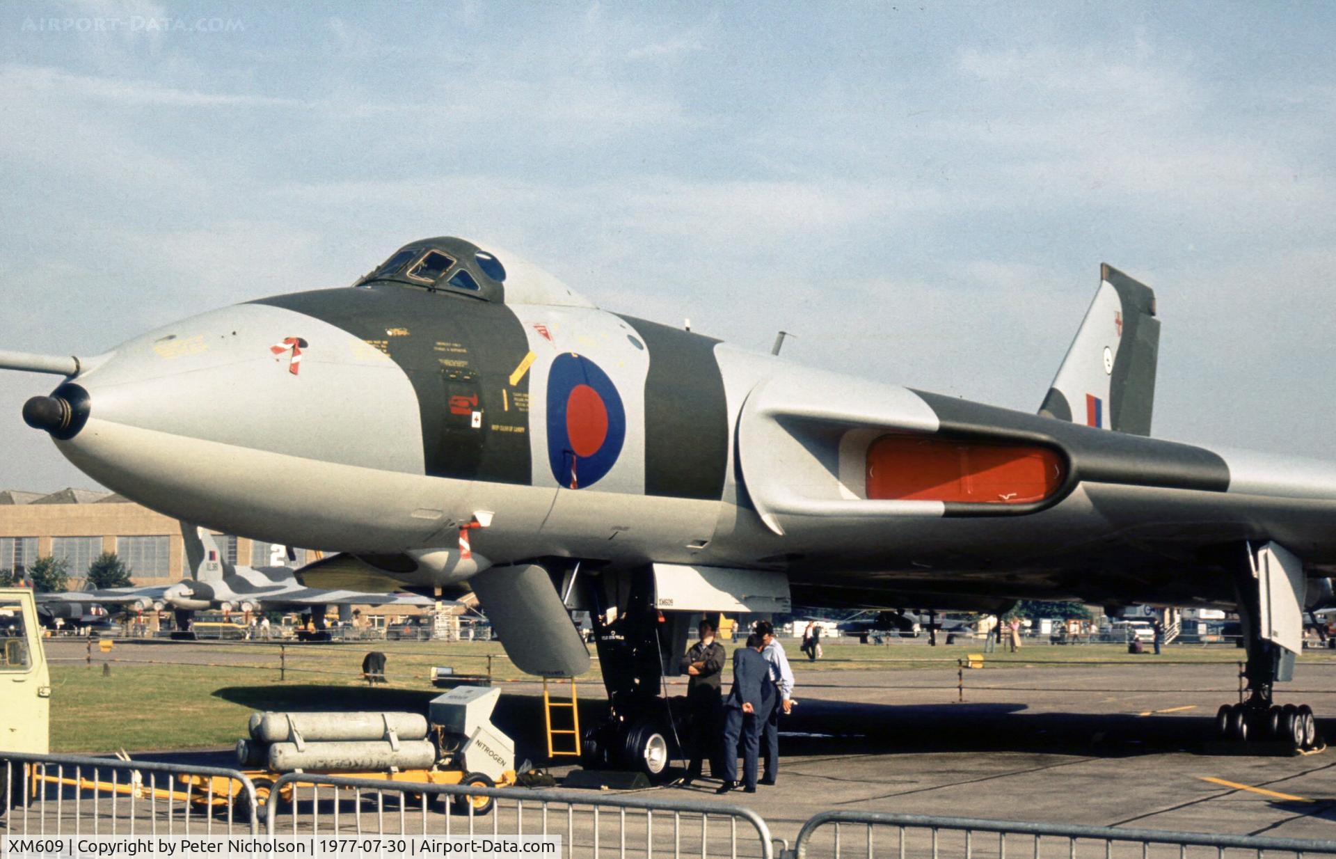 XM609, 1964 Avro Vulcan B.2 C/N Set 73, Vulcan B.2A of 44 Squadron on display at the 1977 Royal Review at RAF Finningley.