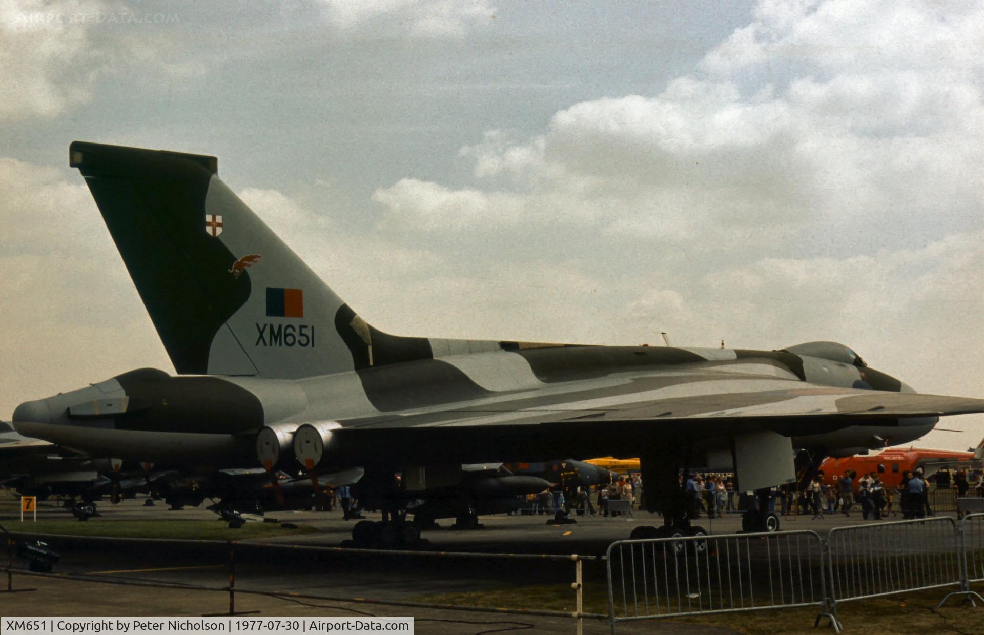XM651, 1964 Avro Vulcan B.2 C/N Set 83, Vulcan B.2A of 50 Squadron on display at the 1977 Royal Review at RAF Finningley.