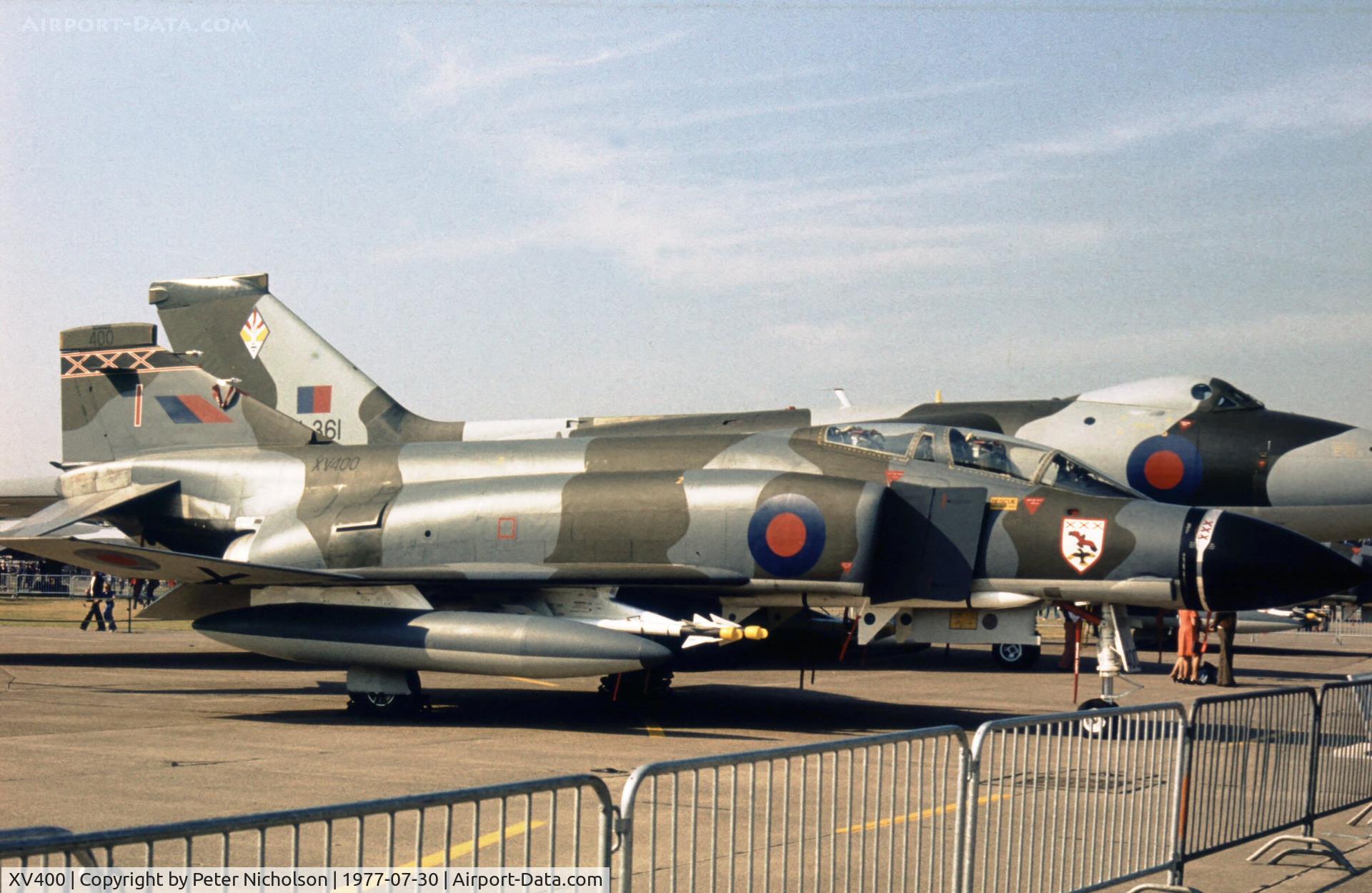 XV400, 1969 McDonnell Douglas Phantom FGR2 C/N 2877/9230, Phantom FGR.2 of 29 Squadron on display at the 1977 Royal Review at RAF Finningley.