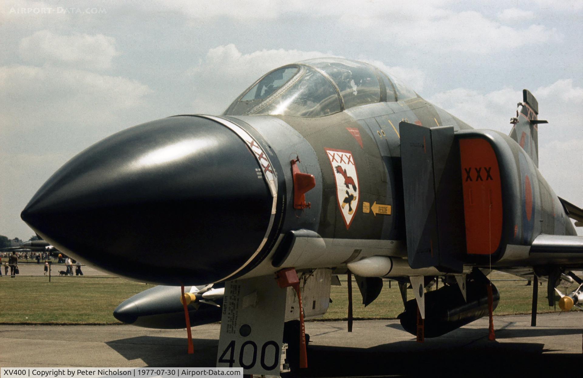 XV400, 1969 McDonnell Douglas Phantom FGR2 C/N 2877/9230, Another view of the 29 Squadron Phantom FGR.2 on display at the 1977 Royal Review at RAF Finningley.