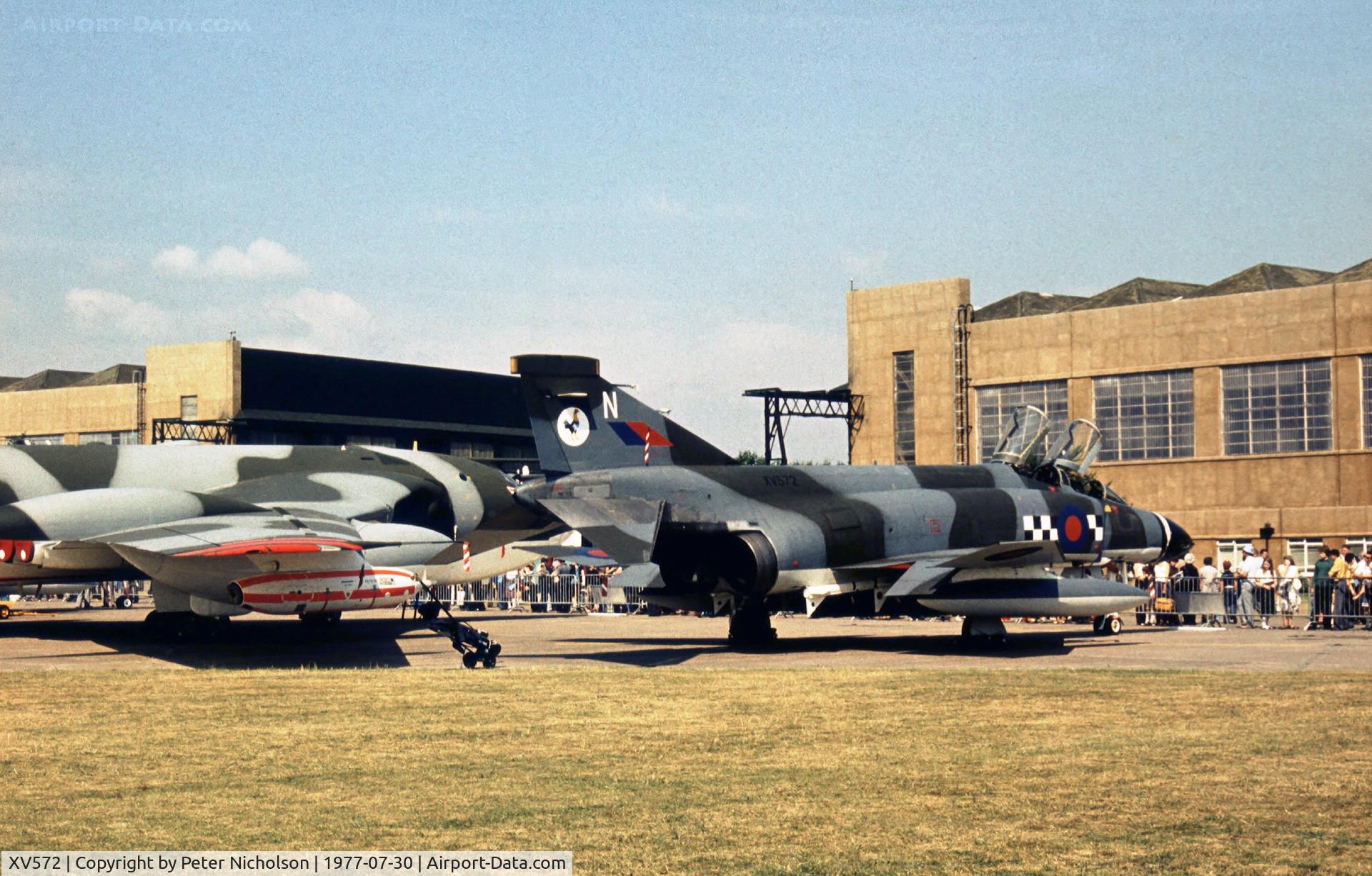 XV572, 1968 McDonnell Douglas Phantom FG1 C/N 9326/3042, Phantom FG.1 of 43 Squadron on display at the 1977 Royal Review at RAF Finningley.
