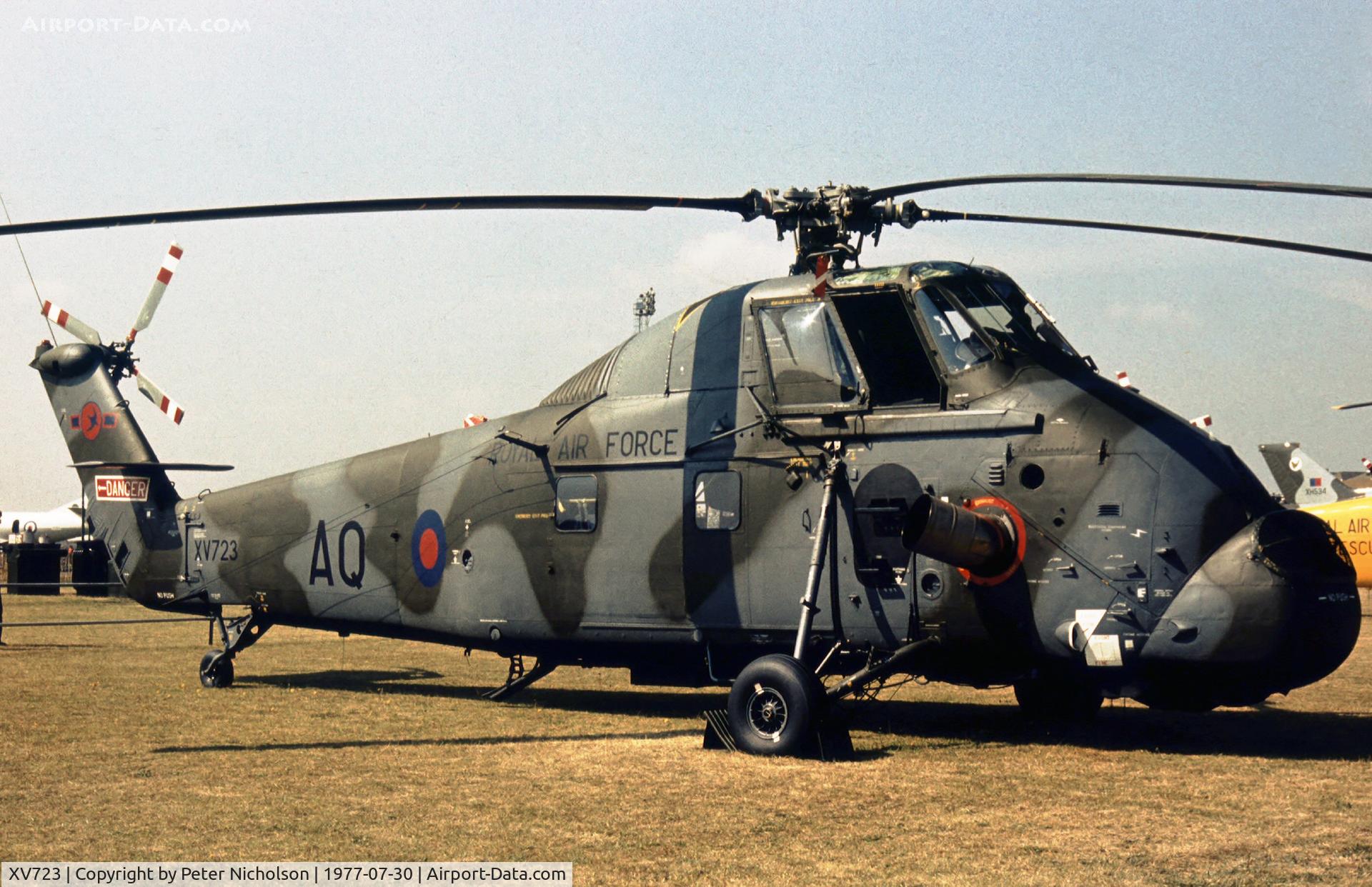 XV723, 1968 Westland Wessex HC.2 C/N WA618, Wessex HC.2 of 72 Squadron on display at the 1977 Royal Review at RAF Finningley.