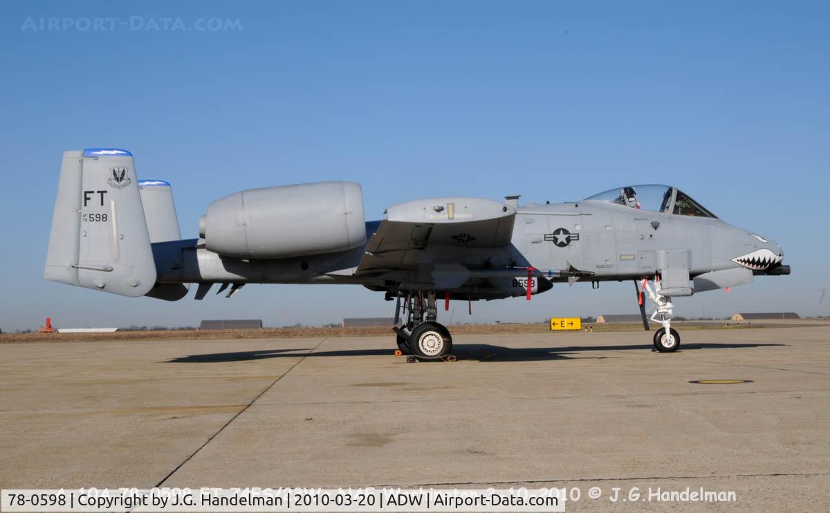 78-0598, 1978 Fairchild Republic A-10A Thunderbolt II C/N A10-0218, Flying Tiger at NAF Washington