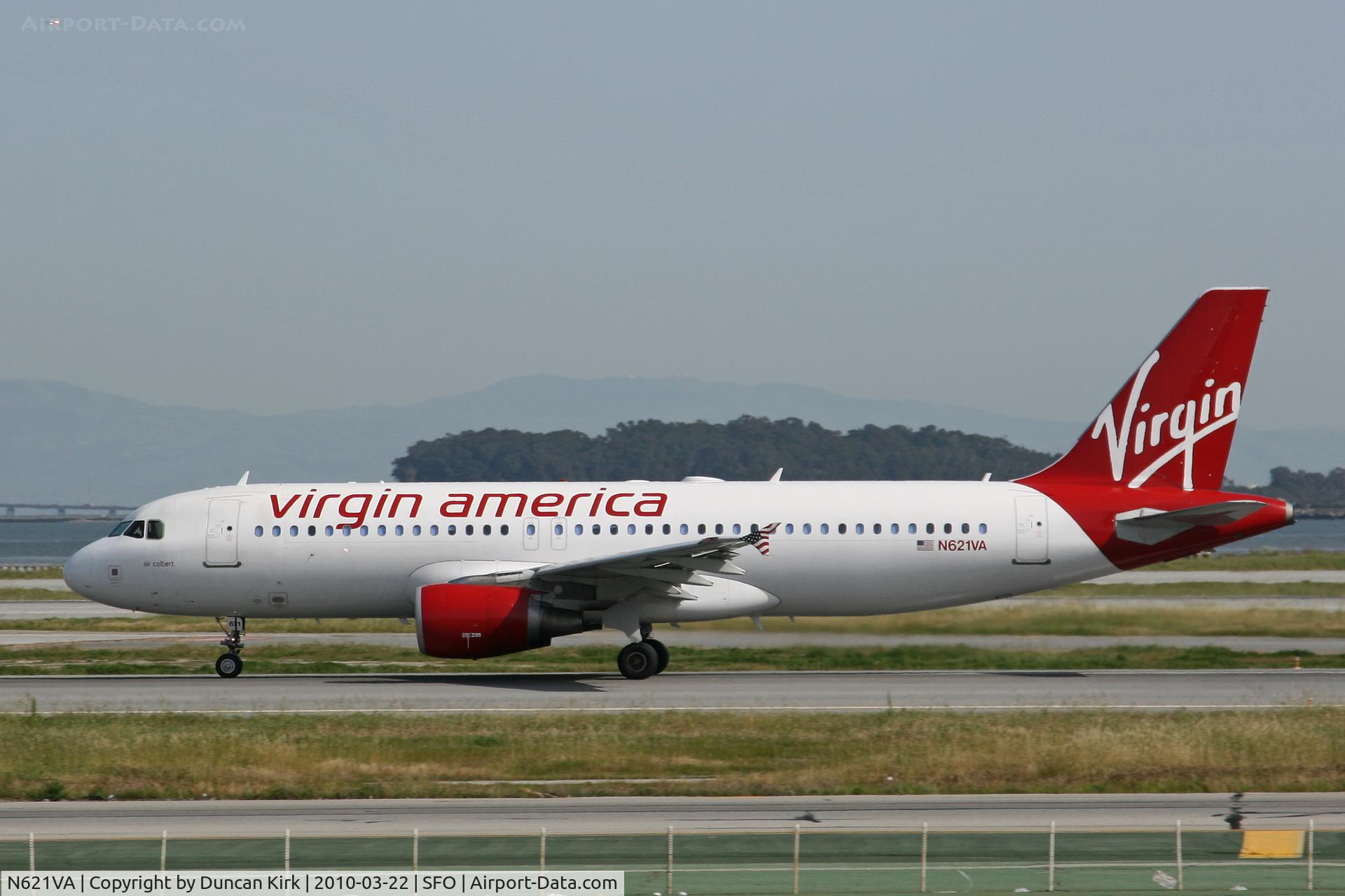 N621VA, 2005 Airbus A320-214 C/N 2616, Virgin America's presence is felt at SFO