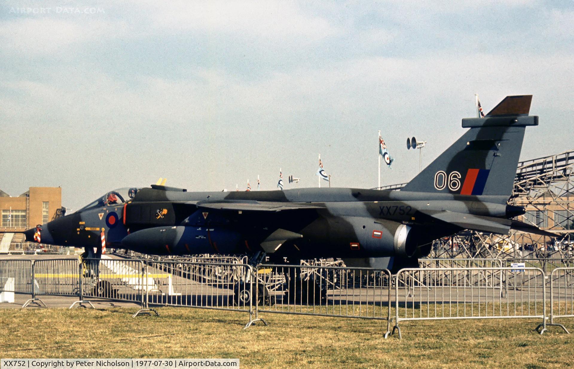 XX752, 1975 Sepecat Jaguar GR.1A C/N S.49, Jaguar GR.1 of 226 Operational Conversion Unit on display at the 1977 Royal Review at RAF Finningley.