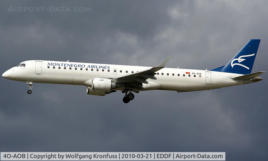 4O-AOB, 2009 Embraer 195LR (ERJ-190-200LR) C/N 19000283, Montenegro Airlines