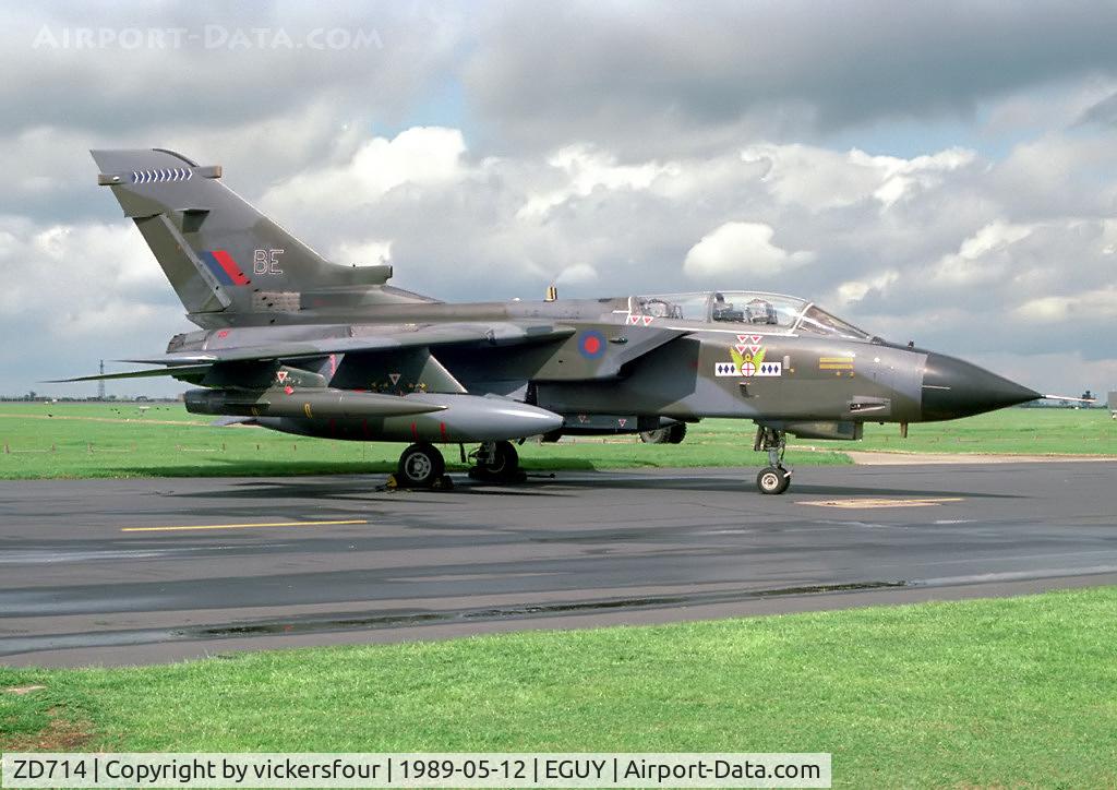 ZD714, 1984 Panavia Tornado GR.1 C/N 336/BS115/3155, Royal Air Force. Operated by 14 Squadron, coded 'BE'.