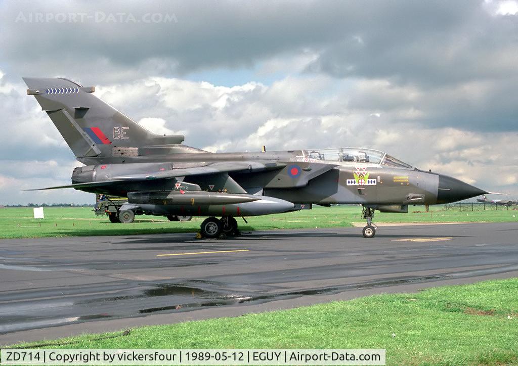 ZD714, 1984 Panavia Tornado GR.1 C/N 336/BS115/3155, Royal Air Force. Operated by 14 Squadron, coded 'BE'.
