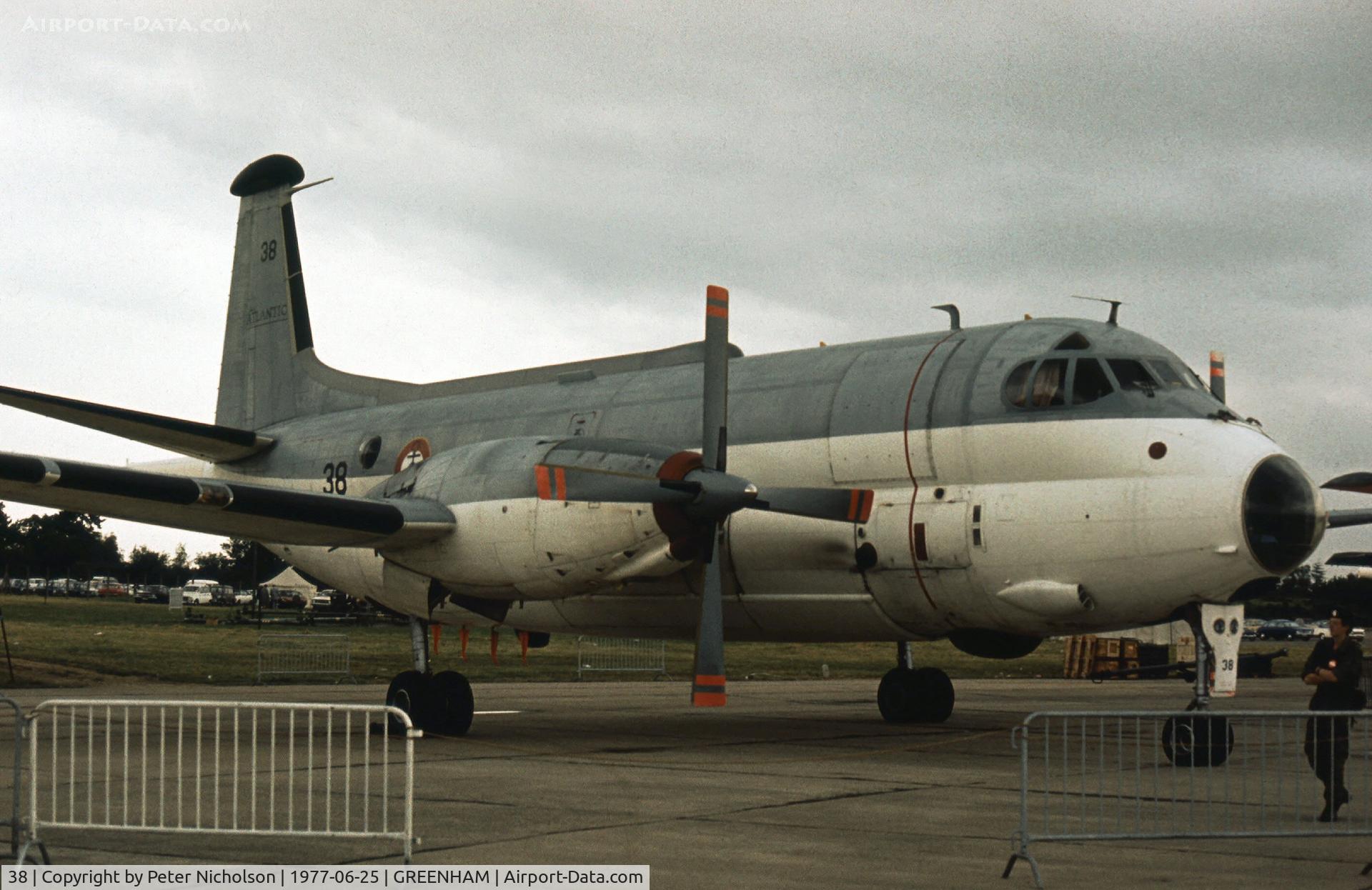 38, Breguet 1150 Atlantic C/N 38, Atlantic of French Aeronavale's 24 Flotille in the static park at the 1977 Intnl Air Tattoo at RAF Greenham Common.