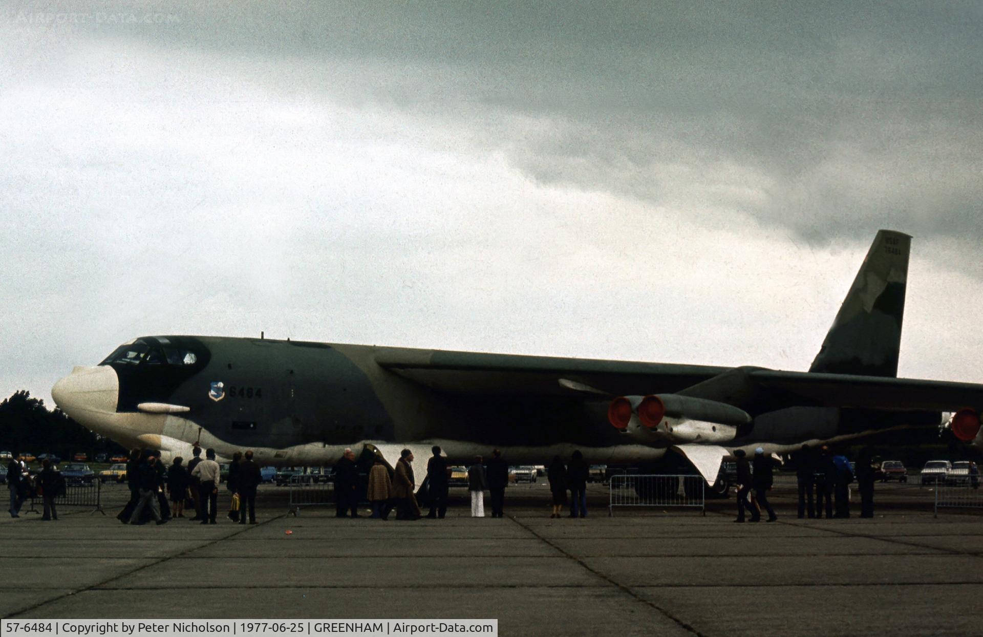 57-6484, 1957 Boeing B-52G Stratofortress C/N 464189, B-52G Stratofortress of 2nd Bombardment Wing in the static park at the 1977 Intnl Air Tattoo at RAF Greenham Common.