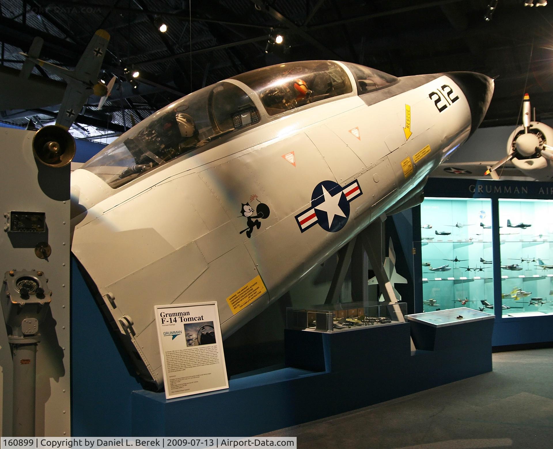 160899, Grumman F-14A Tomcat C/N 328, Nose section has been preserved at the Cradle of Aviation Museum.