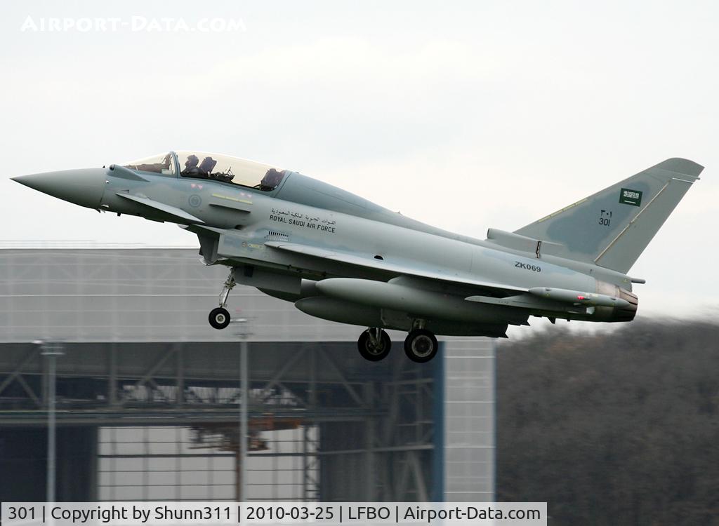 301, 2009 Eurofighter EF-2000 Typhoon T C/N CT001/BT018/231, First bi-seater for RSAF on ferry flight from Warton...