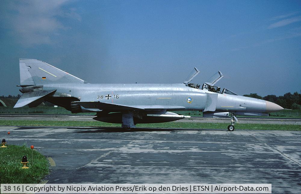 38 16, 1972 McDonnell Douglas F-4F Phantom II C/N 4653, on the runway of its' homebase in Bavaria