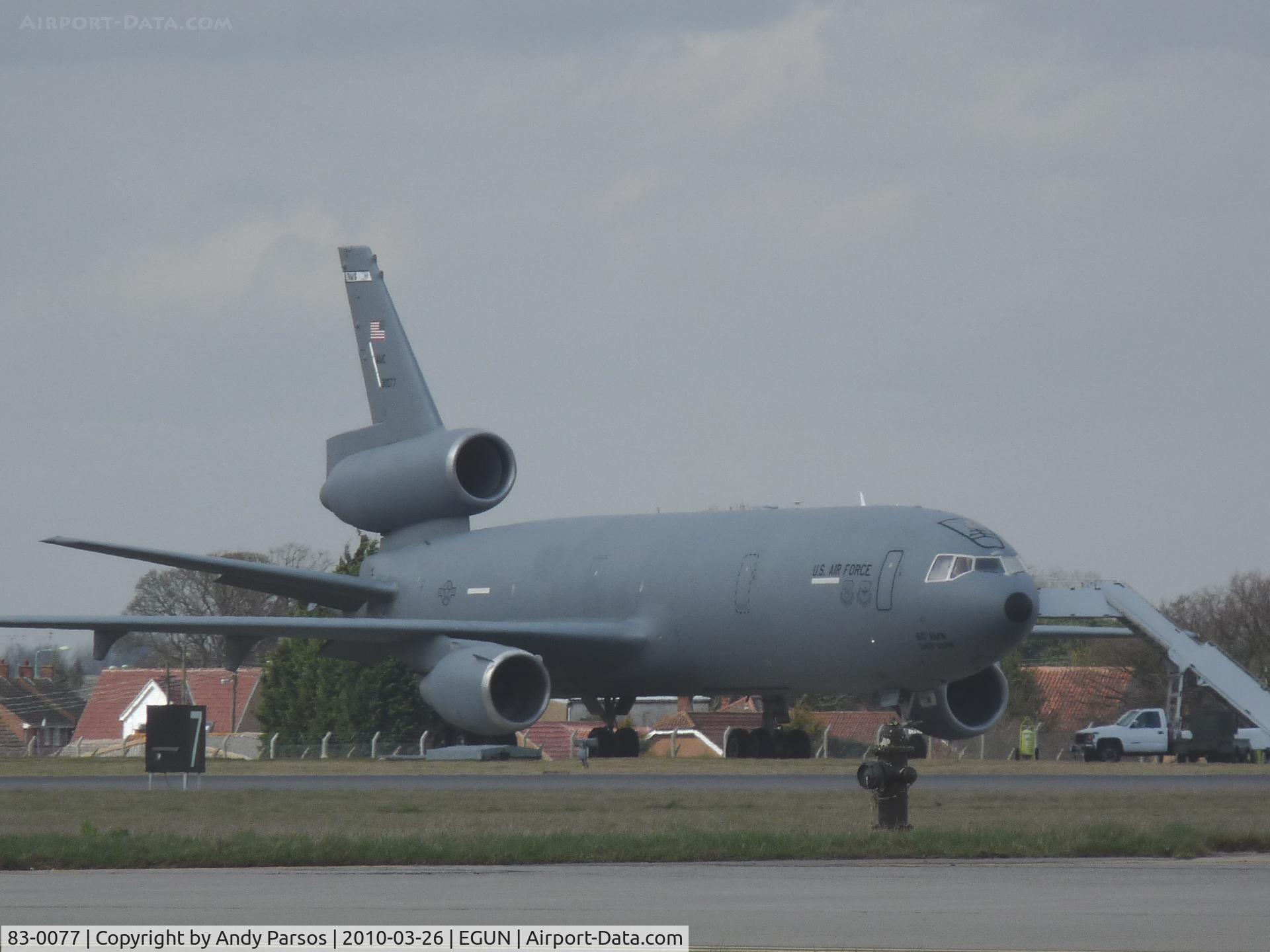 83-0077, 1983 McDonnell Douglas KC-10A Extender C/N 48218, 60 AMW Kc10 visiting Mildenhall