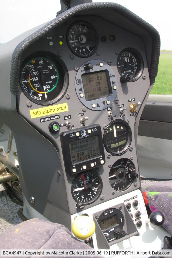 BGA4947, Glaser-Dirks DG-505 Orion C/N 5E229X67, AMS-Flight DG-505 Orion at Rufforth Airfield, UK in 2005. The front cockpit of this high performance two seat glider.