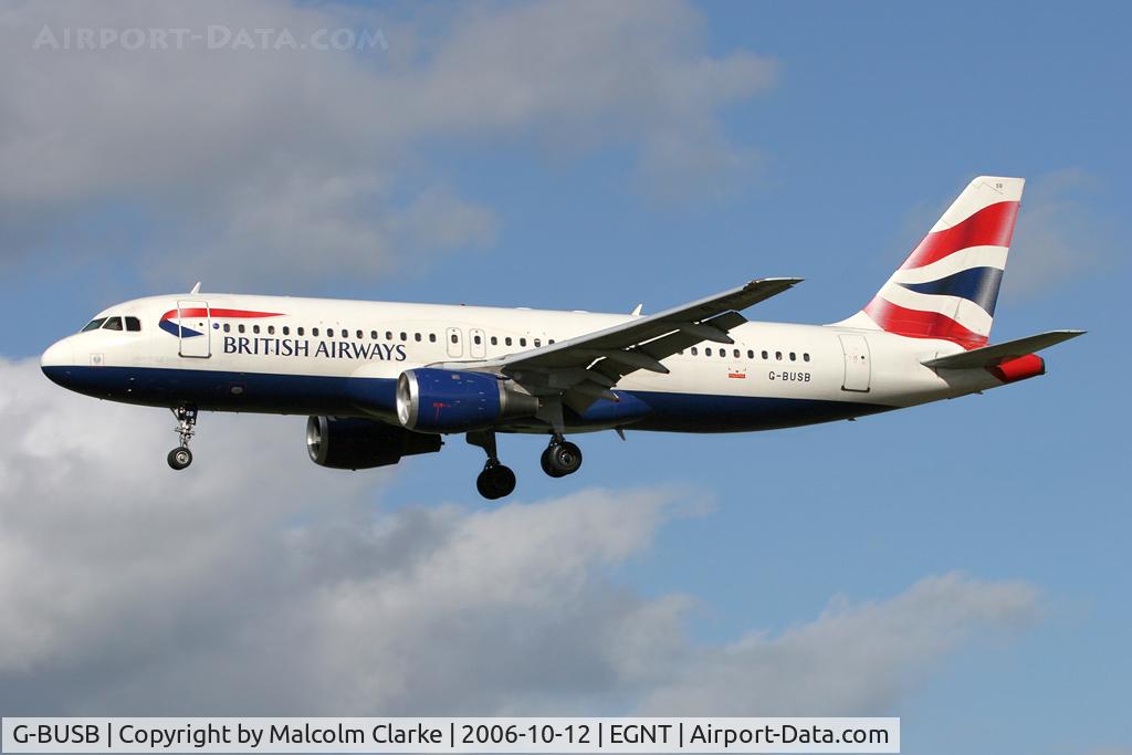 G-BUSB, 1987 Airbus A320-111 C/N 006, Airbus A320-111 on short finals to 25 at Newcastle Airport in 2006.