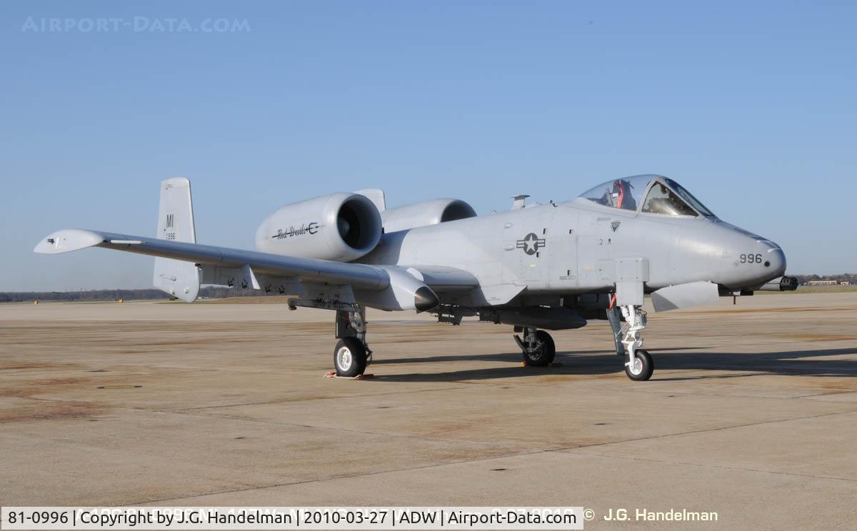81-0996, 1981 Fairchild Republic A-10C Thunderbolt II C/N A10-0691, at ADW