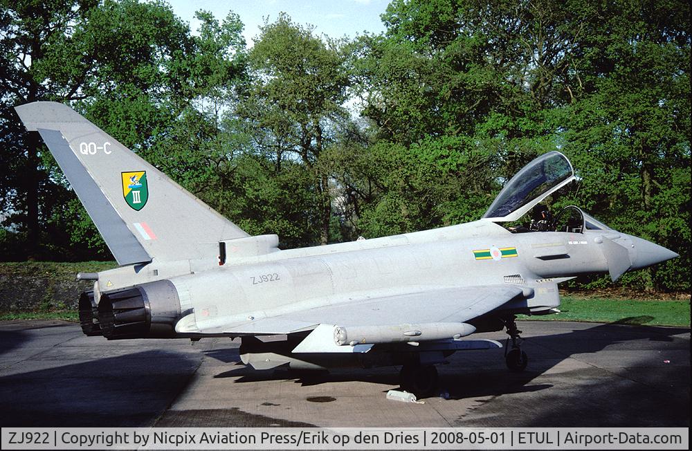 ZJ922, 2005 Eurofighter EF-2000 Typhoon F2 C/N 0073/BS013, RAF Typhoon F2 ZJ-922 at Weeze Apt, Germany (former RAFG Laarbruch)