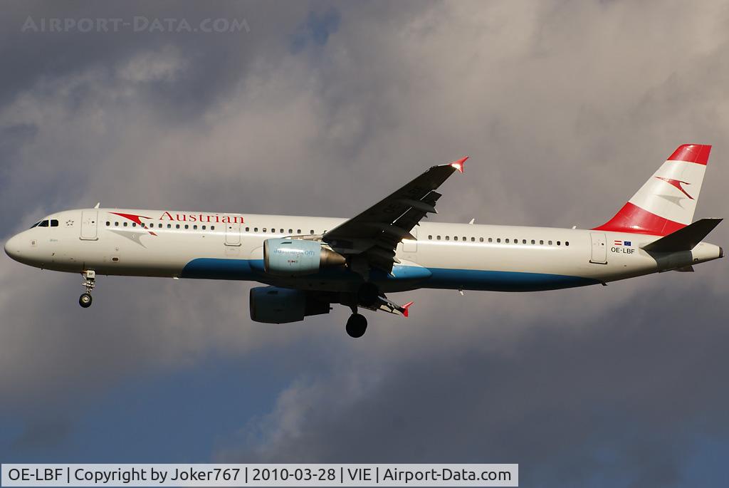 OE-LBF, 2001 Airbus A321-211 C/N 1458, Austrian Airlines Airbus A321-211