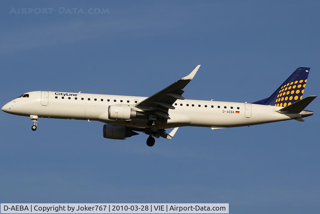 D-AEBA, 2009 Embraer 195LR (ERJ-190-200LR) C/N 19000314, Lufthansa Regional (CityLine) Embraer ERJ-195