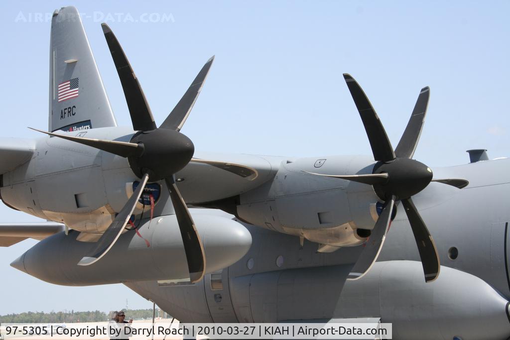 97-5305, 1997 Lockheed WC-130J Hercules C/N 382-5475, Left props on the Hurricane Hunter.