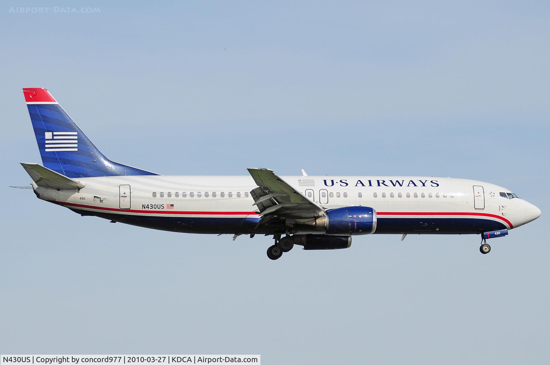N430US, 1989 Boeing 737-4B7 C/N 24552, Seen at KDCA on 3/27/2010
