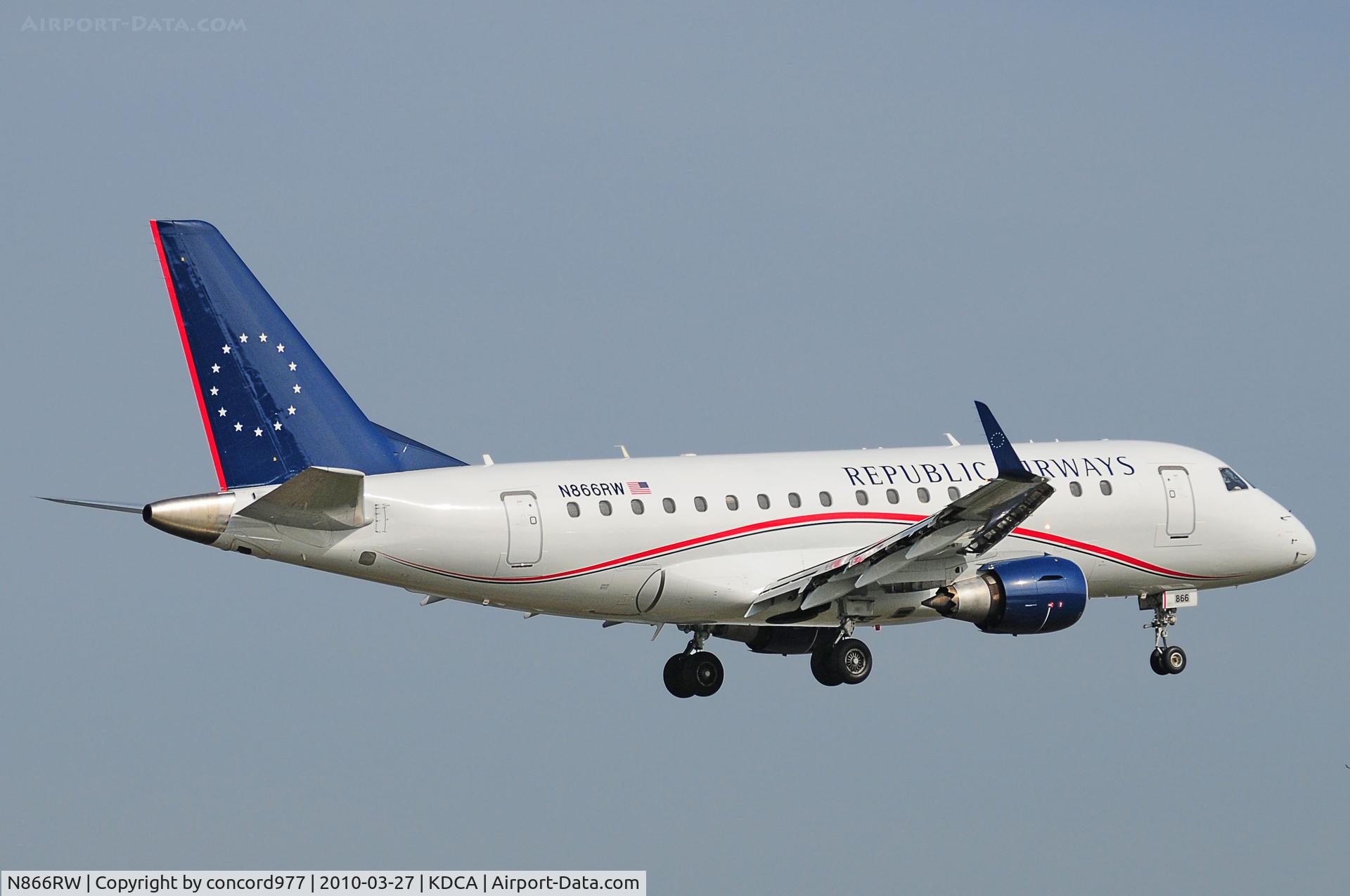 N866RW, 2006 Embraer 170SU (ERJ-170-100SU) C/N 17000129, Seen at KDCA on 3/27/2010
