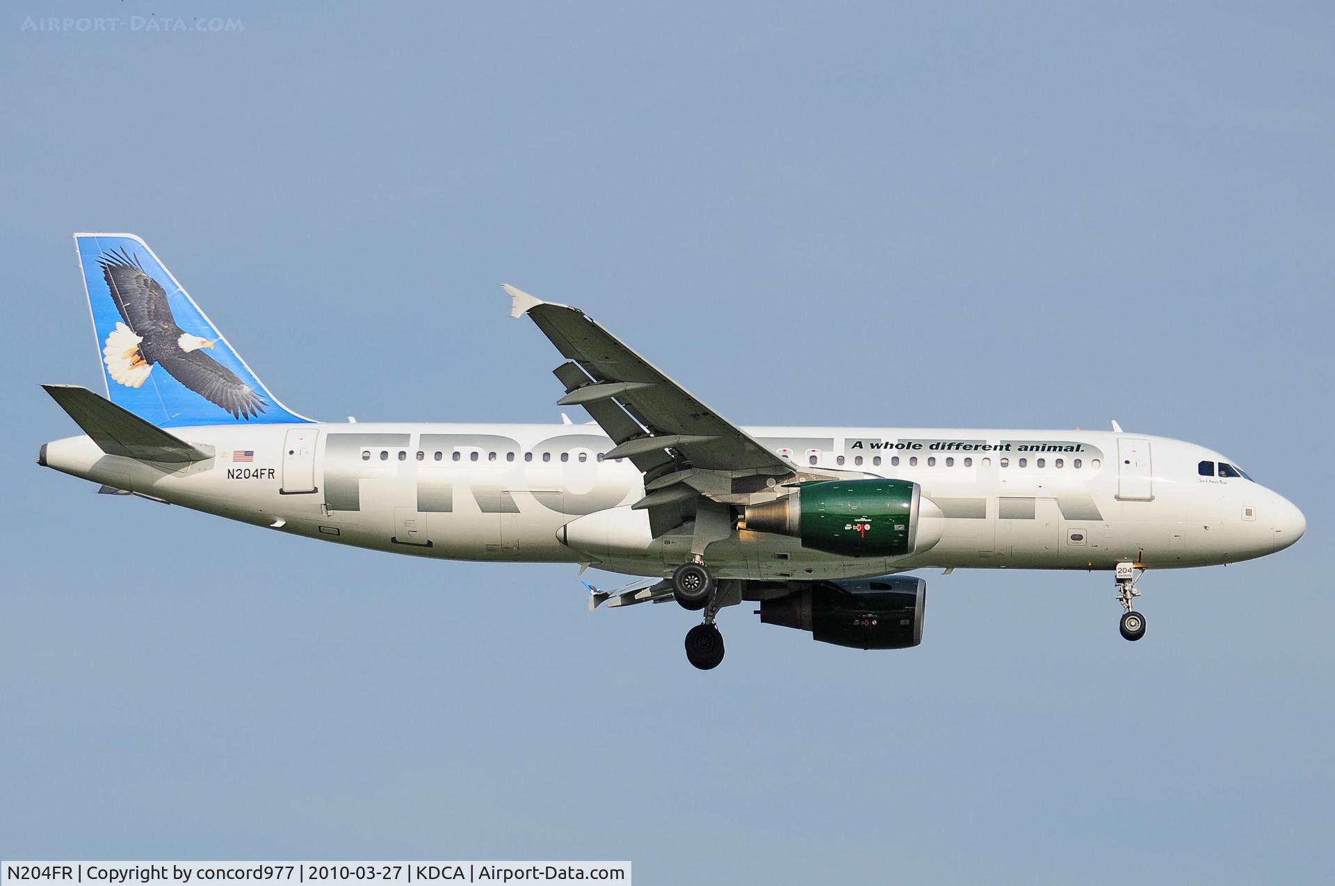 N204FR, 2004 Airbus A320-214 C/N 2325, Seen at KDCA on 3/27/2010