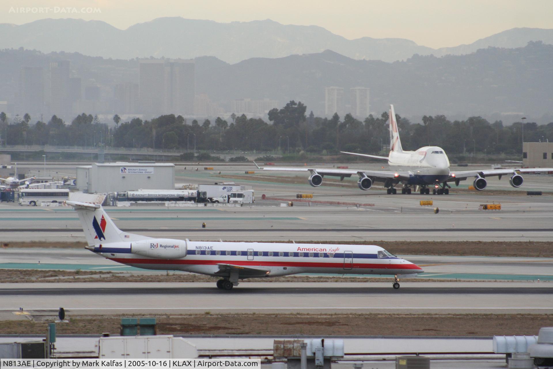 N813AE, 2001 Embraer ERJ-140LR (EMB-135KL) C/N 145539, American Eagle Embraer EMB-135KL N813AE, 7L departure KLAX.