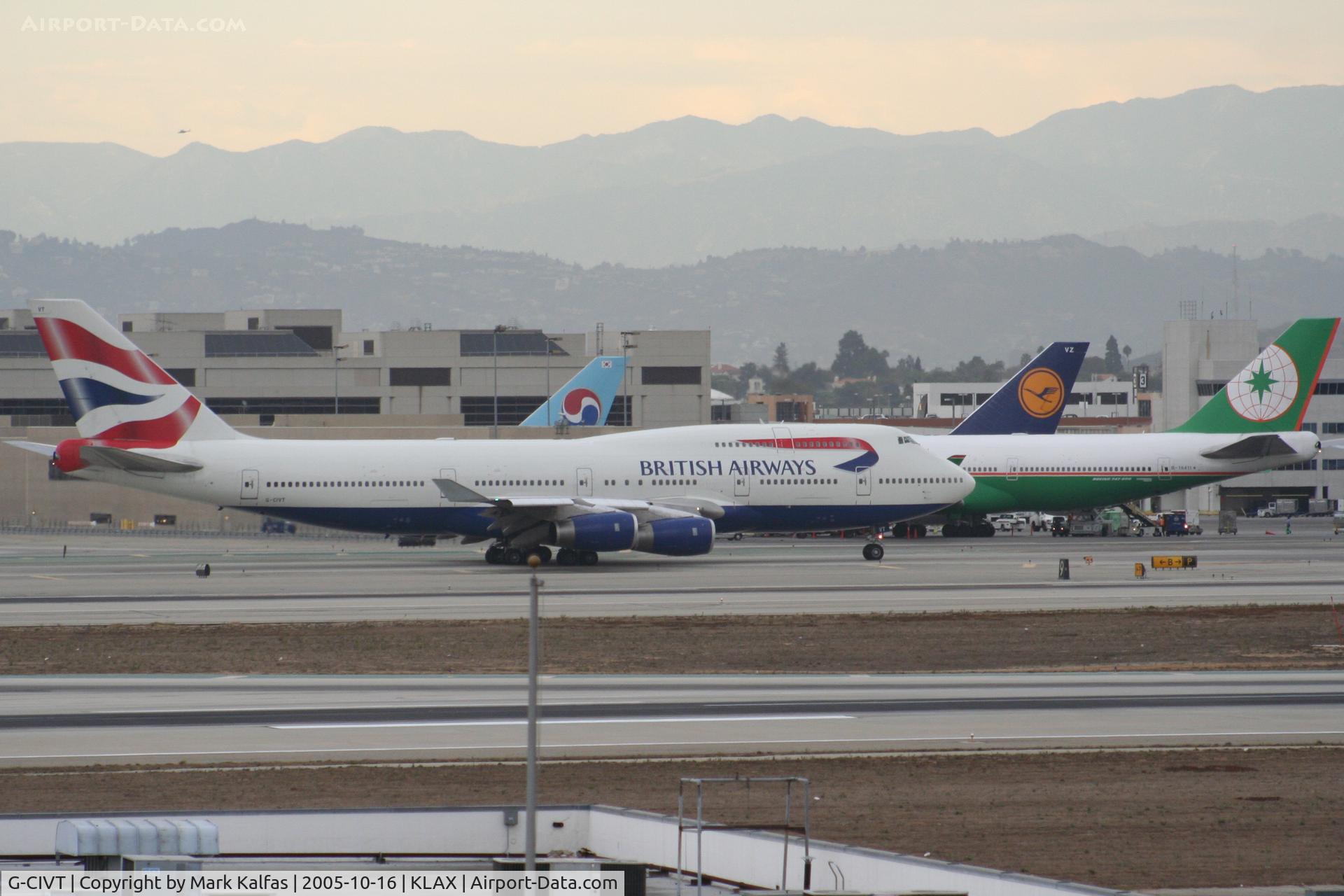 G-CIVT, 1998 Boeing 747-436 C/N 25821, British Airways Boeing 747-436 G-CIVT, taxiway Charlie KLAX.