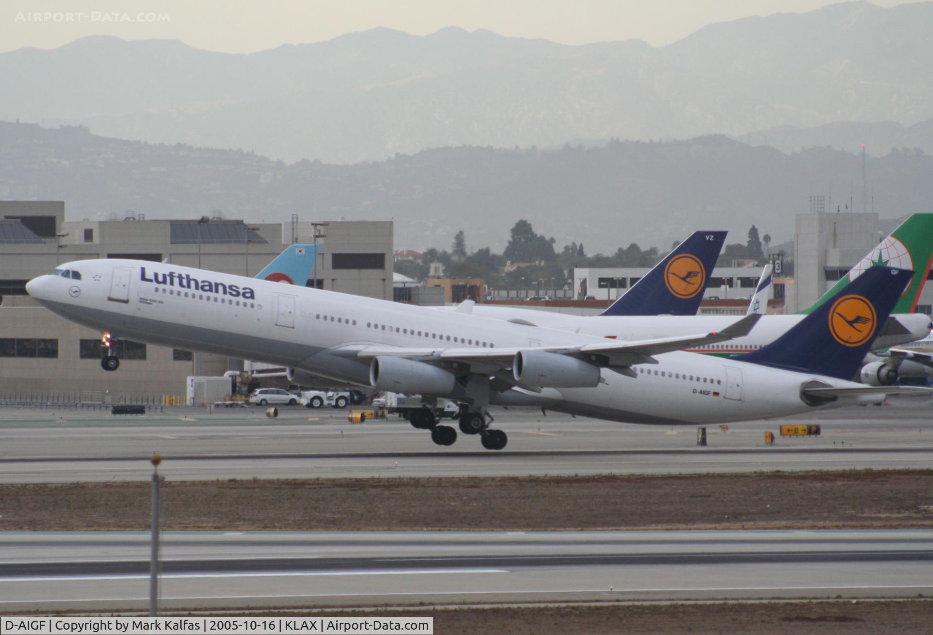 D-AIGF, 1994 Airbus A340-311 C/N 035, Luftansa Airbus A340-311 D-AIGF, 25R departure KLAX.