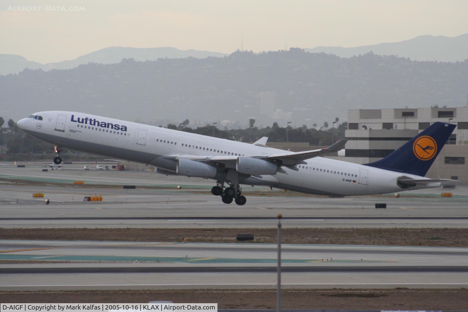 D-AIGF, 1994 Airbus A340-311 C/N 035, Luftansa Airbus A340-311 D-AIGF, 25R departure KLAX.