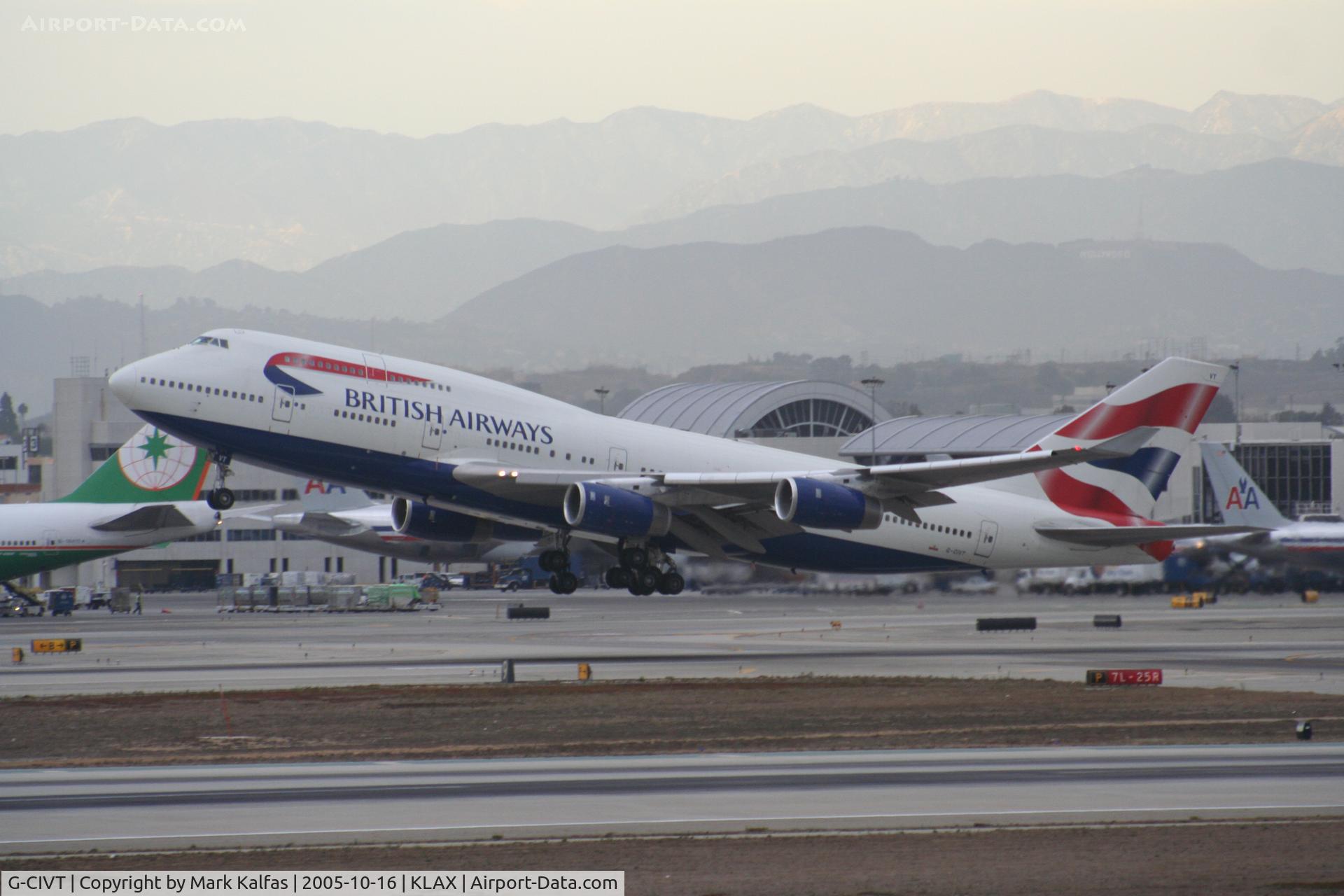 G-CIVT, 1998 Boeing 747-436 C/N 25821, British Airways Boeing 747-436 G-CIVT, 25R departure KLAX.