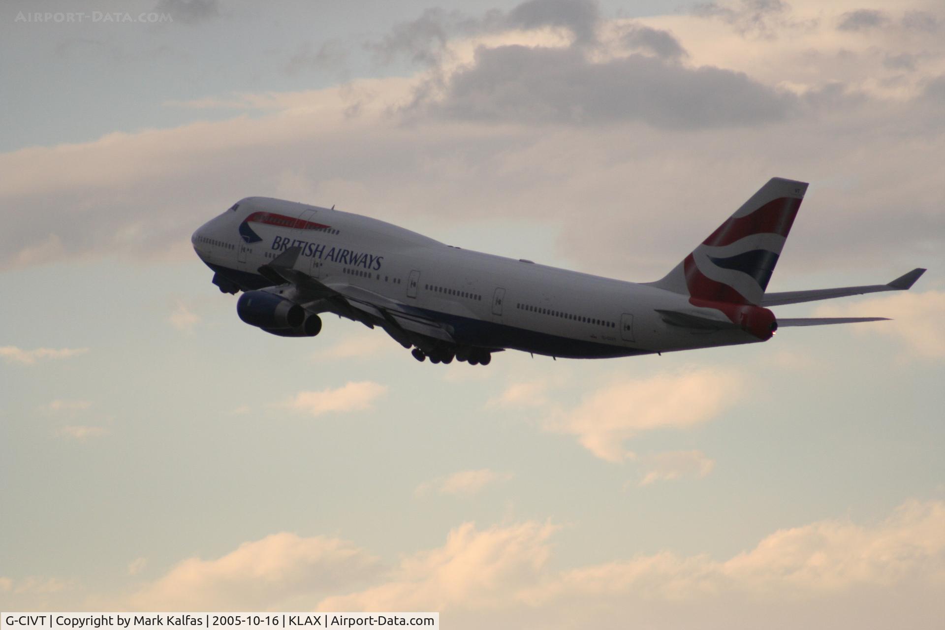 G-CIVT, 1998 Boeing 747-436 C/N 25821, British Airways Boeing 747-436 G-CIVT, 25R departure KLAX.