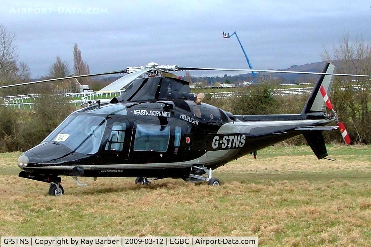 G-STNS, 1985 Agusta A-109A-2 C/N 7324, Agusta A.109A-II [7324] Cheltenham~G 12/03/2009. Seen at Cheltenham Racecourse during Gold Cup Week.