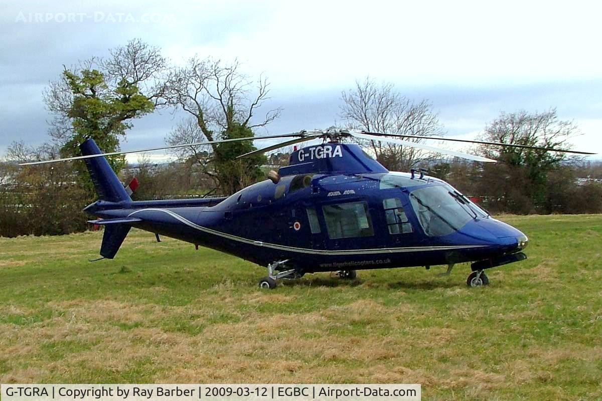 G-TGRA, 1982 Agusta A-109A Hirundo C/N 7201, Agusta A.109A [7201] Cheltenham~G 12/03/2009. Seen at Cheltenham Racecourse during Gold Cup Week.