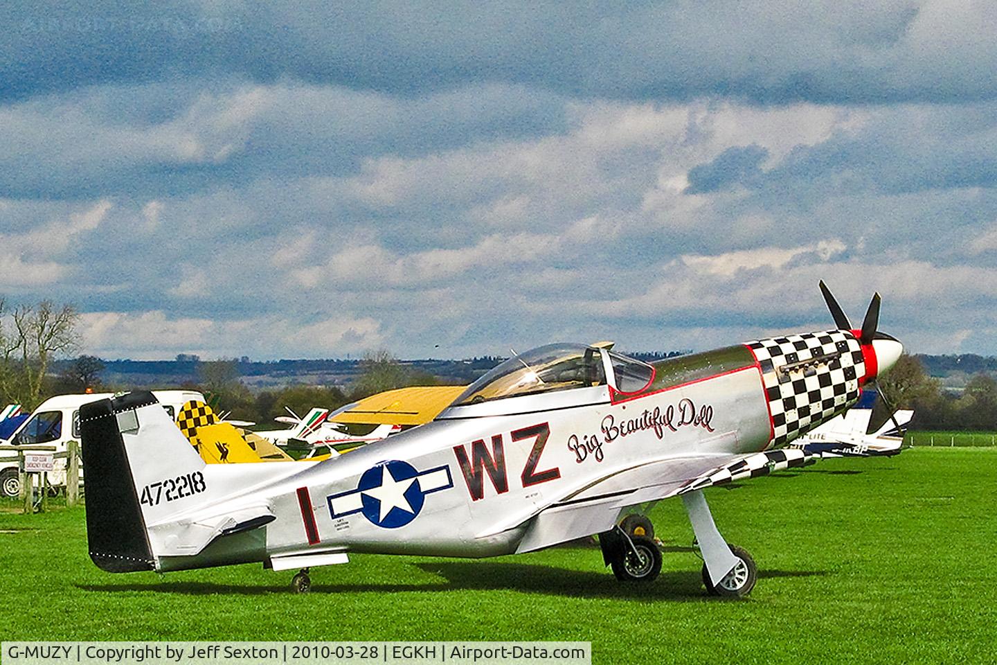 G-MUZY, 2008 Titan T-51 Mustang C/N LAA 355-14831, Parked at Lashenden/Headcorn UK. Previous registration VR-HIU
