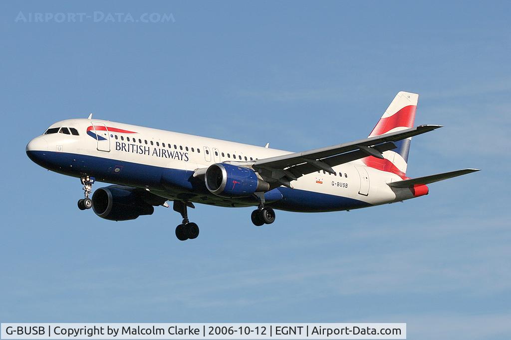 G-BUSB, 1987 Airbus A320-111 C/N 006, Airbus A320-111 on short finals to 25 at Newcastle Airport in 2006.