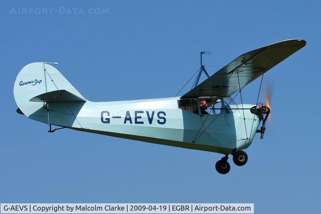 G-AEVS, 1937 Aeronca 100 C/N AB114, Aeronca 100 at Breighton Airfield in 2009.